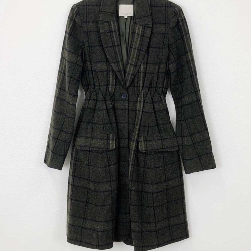 Opening Ceremony // Green Plaid Wool Blend Coat